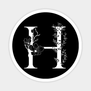 Letter H Monogram - Floral Initial Magnet